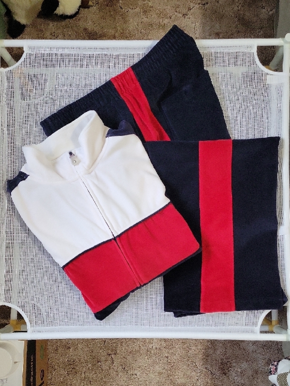 Koman Men's Colorblock Track Jacket and Pants Set - Navy, Red, White